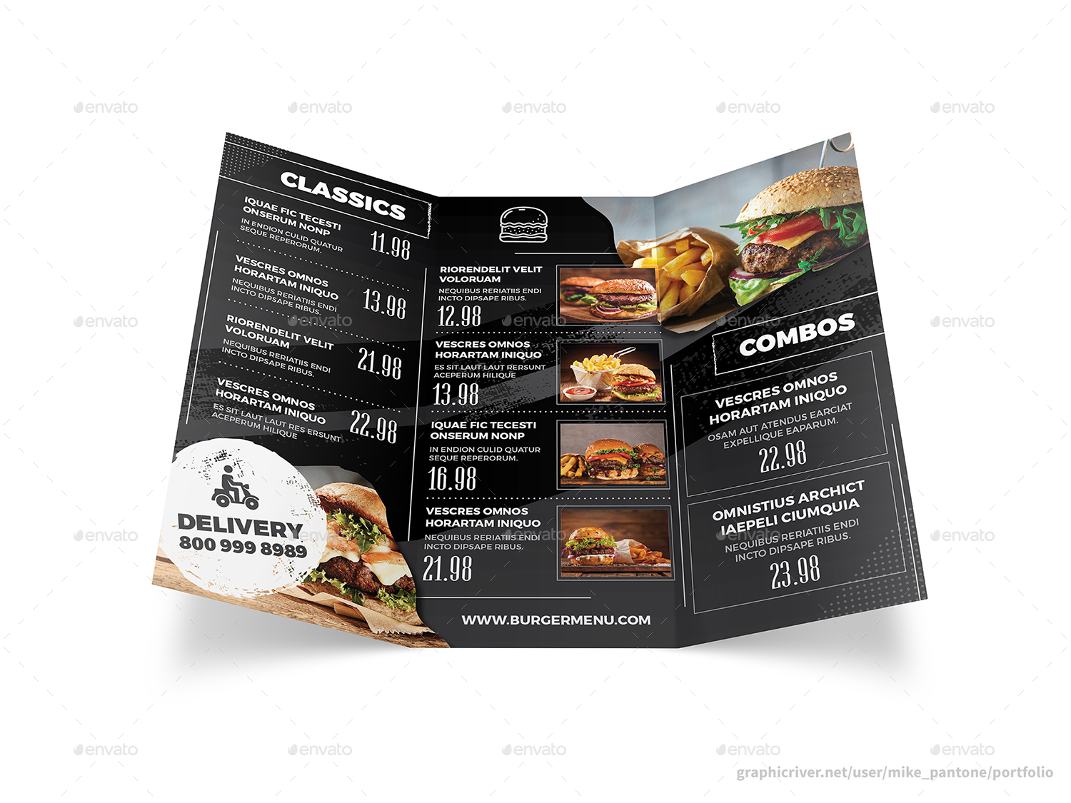 Burger Restaurant Trifold Menu Print Templates Graphicriver 